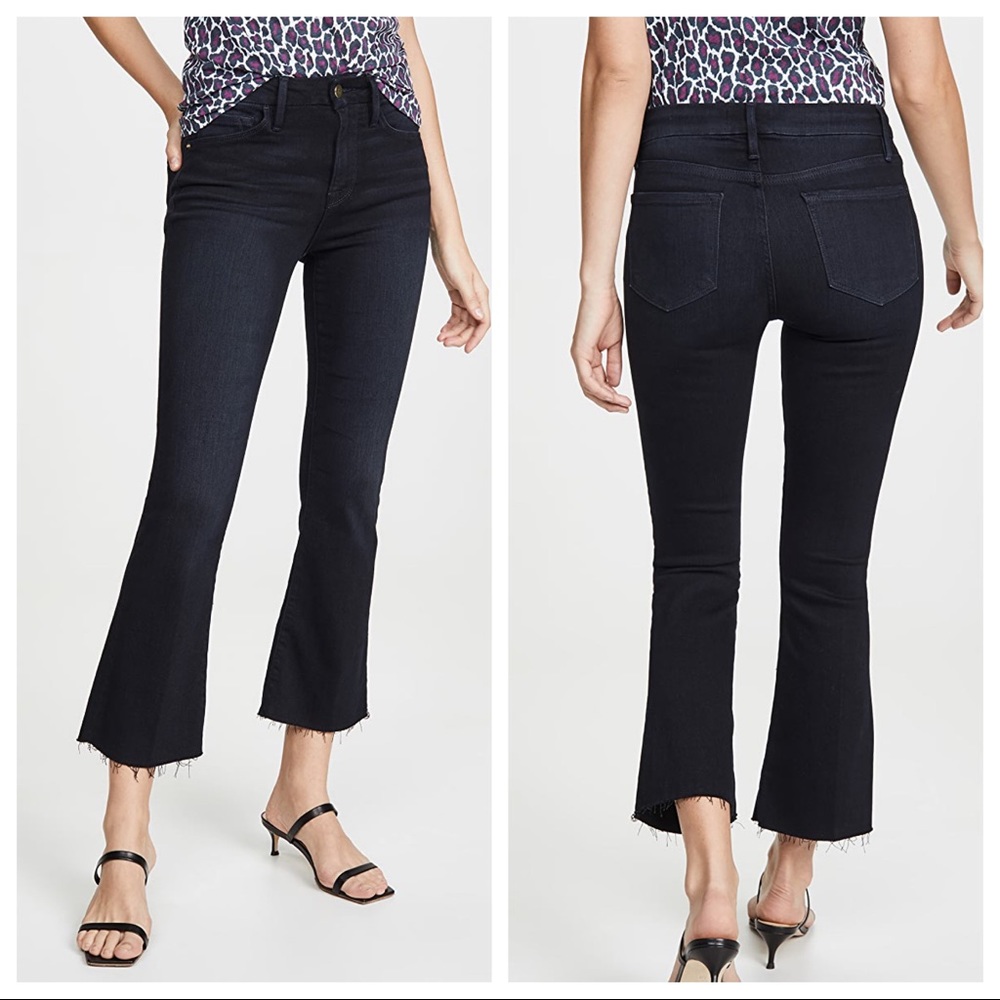 FRAME Le Crop Mini Boot Jeans Fray Raw Hem SZ 25